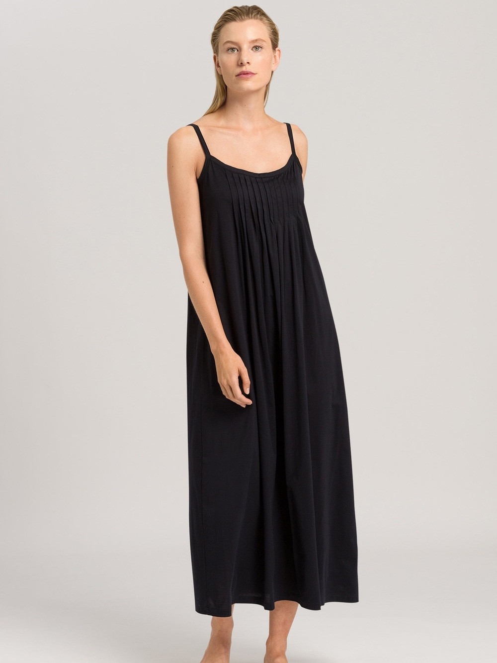 Hanro Juliet Black Pleated Cotton Sleeveless Chemise Loungewear Women’s L